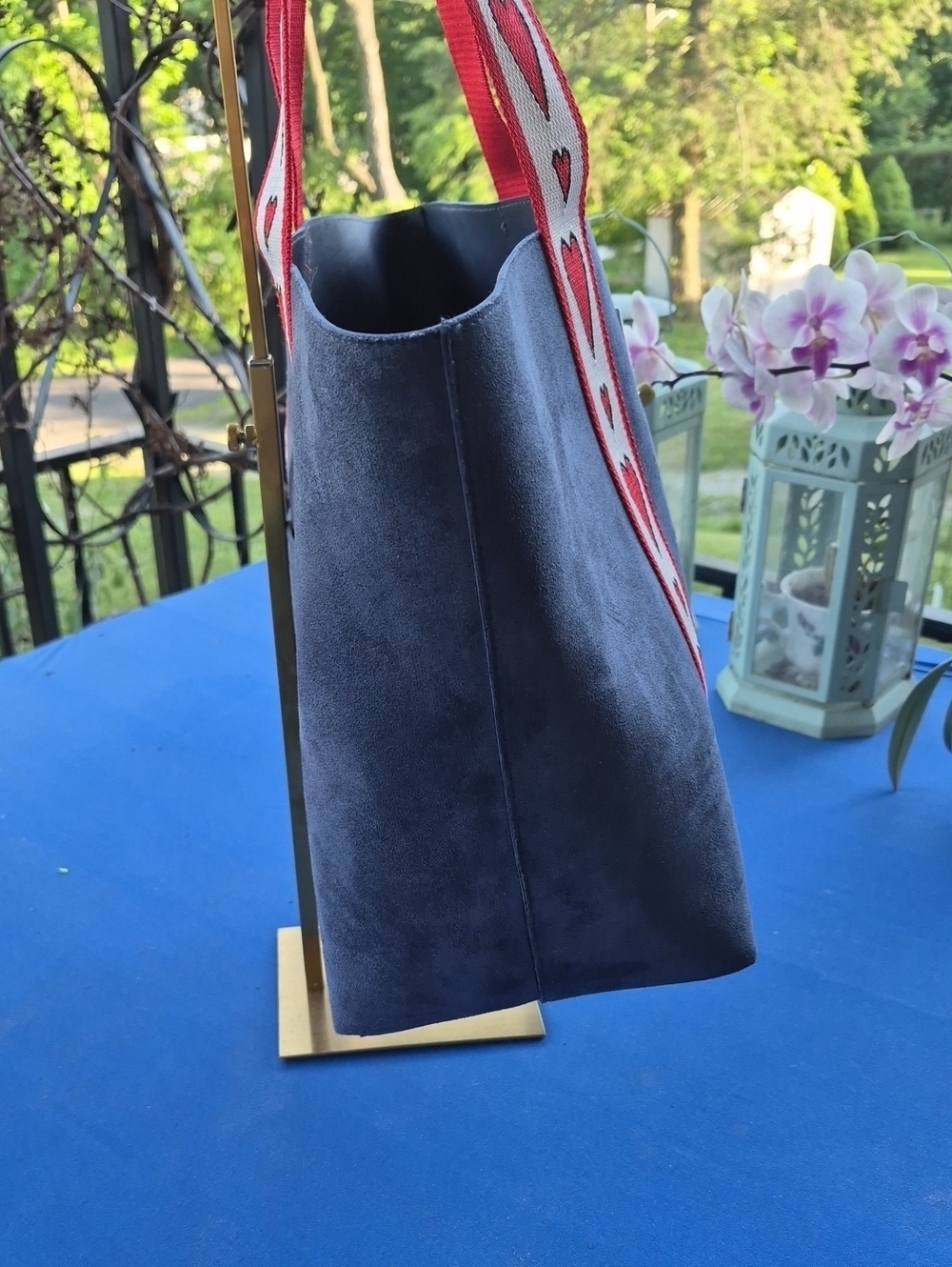 BRIGHTON ♥️ "VELVETEEN LOVE TOTE" 💙Suede & Smooth Leather 🤍 Cotton Straps - Picture 4 of 9